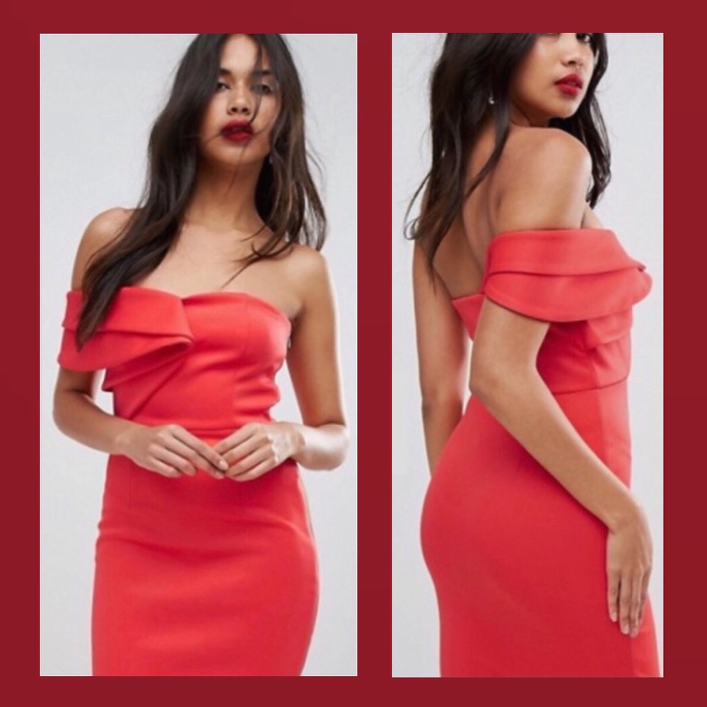 NWT  ASOS One Shoulder Folded Bodycon Midi Dress